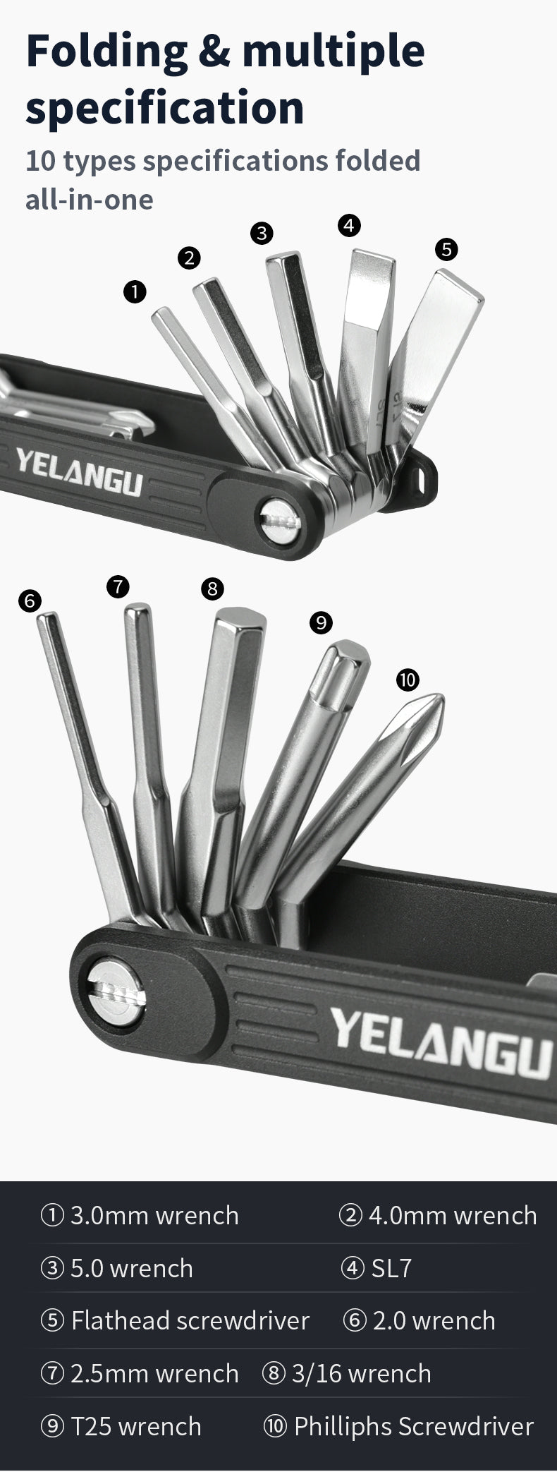 10 in 1 Universal DSLR Camera Rig Folding Tool Set With Screwdrivers And Wrenches with 10 Functional Tools