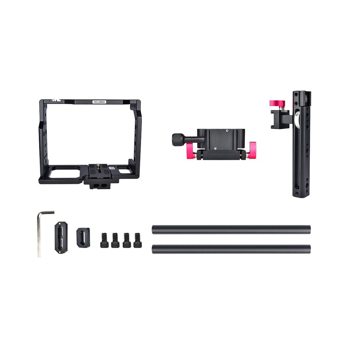 Yelangu C8 Camera Cage Top Handle Tripod Mount Plate 15mm Rod base for Canon Nikon Sony Panasonic