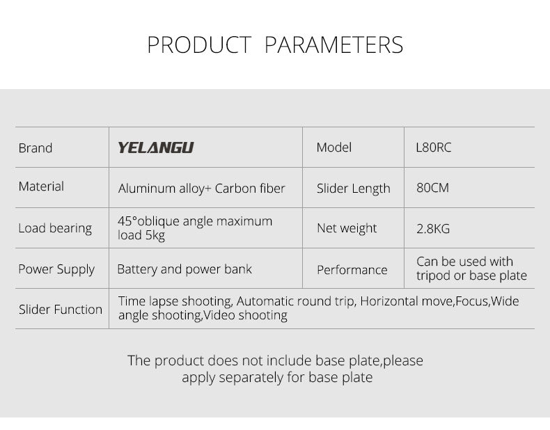 YELANGU L80RC Professional Motozied Video Camera Slider Carbon Fiber Track Rail with Time Lapse Wireless Control