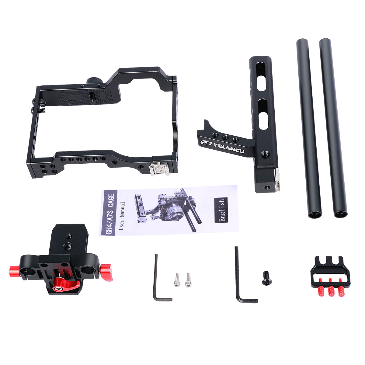 Yelangu C5 Aluminum Alloy Camera Cage for GH4/A7 and More Mirrorless Camera