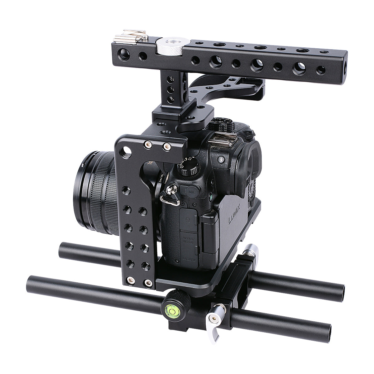 Yelangu C7 GH4/5 Cage Kit for Panasonic Lumix withTop Handgrip, Cage and Dual Rod Baseplate System