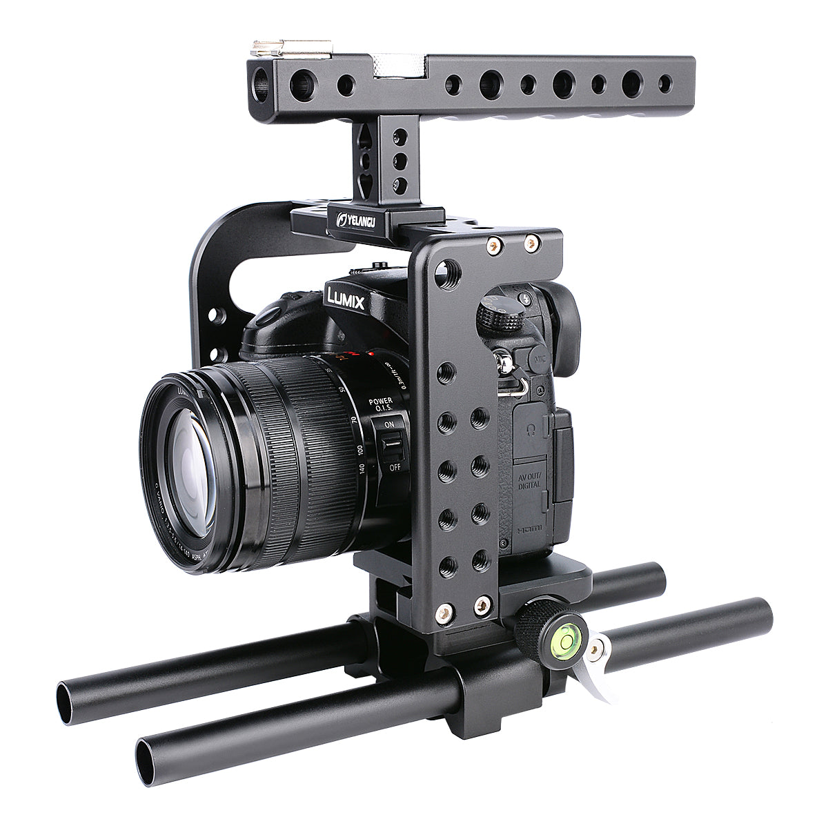 Yelangu C7 GH4/5 Cage Kit for Panasonic Lumix withTop Handgrip, Cage and Dual Rod Baseplate System