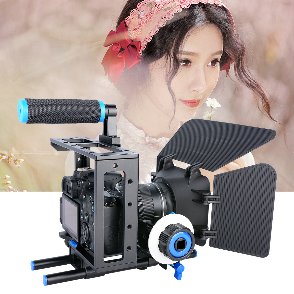 Yelangu C100 Universal Camera cage with follow focus and matte box for dslr mirrorless