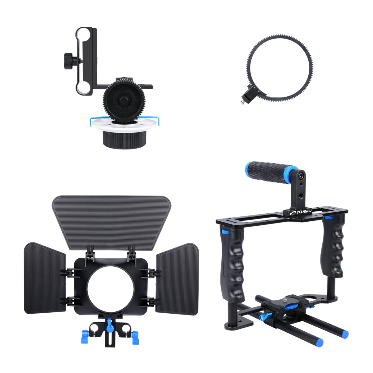Yelangu C200 DSLR Camera Video Cage Rig Kit with Matte Box Follow Focus