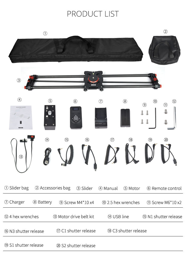 YELANGU L80RC Professional Motozied Video Camera Slider Carbon Fiber Track Rail with Time Lapse Wireless Control
