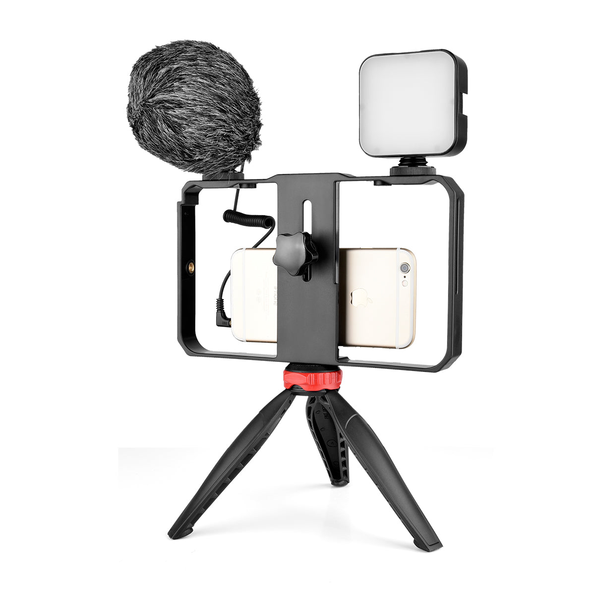 Yelangu PC204 Smartphone Video Rig Kit with Microphone + Light + Mini Tripod for Phone