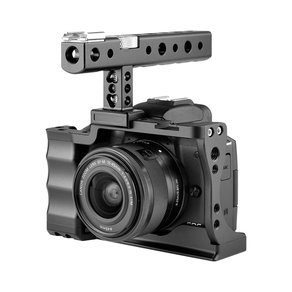 Yelangu C14 Camera Cage for Canon EOS M50 and M5 with Integrated Grip and Quick Release NATO Rail