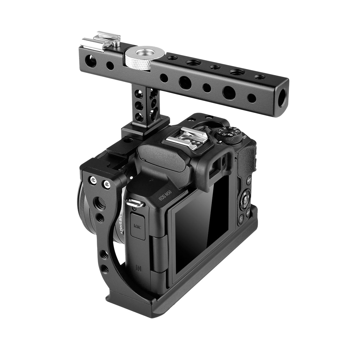 Yelangu C14 Camera Cage for Canon EOS M50 and M5 with Integrated Grip and Quick Release NATO Rail