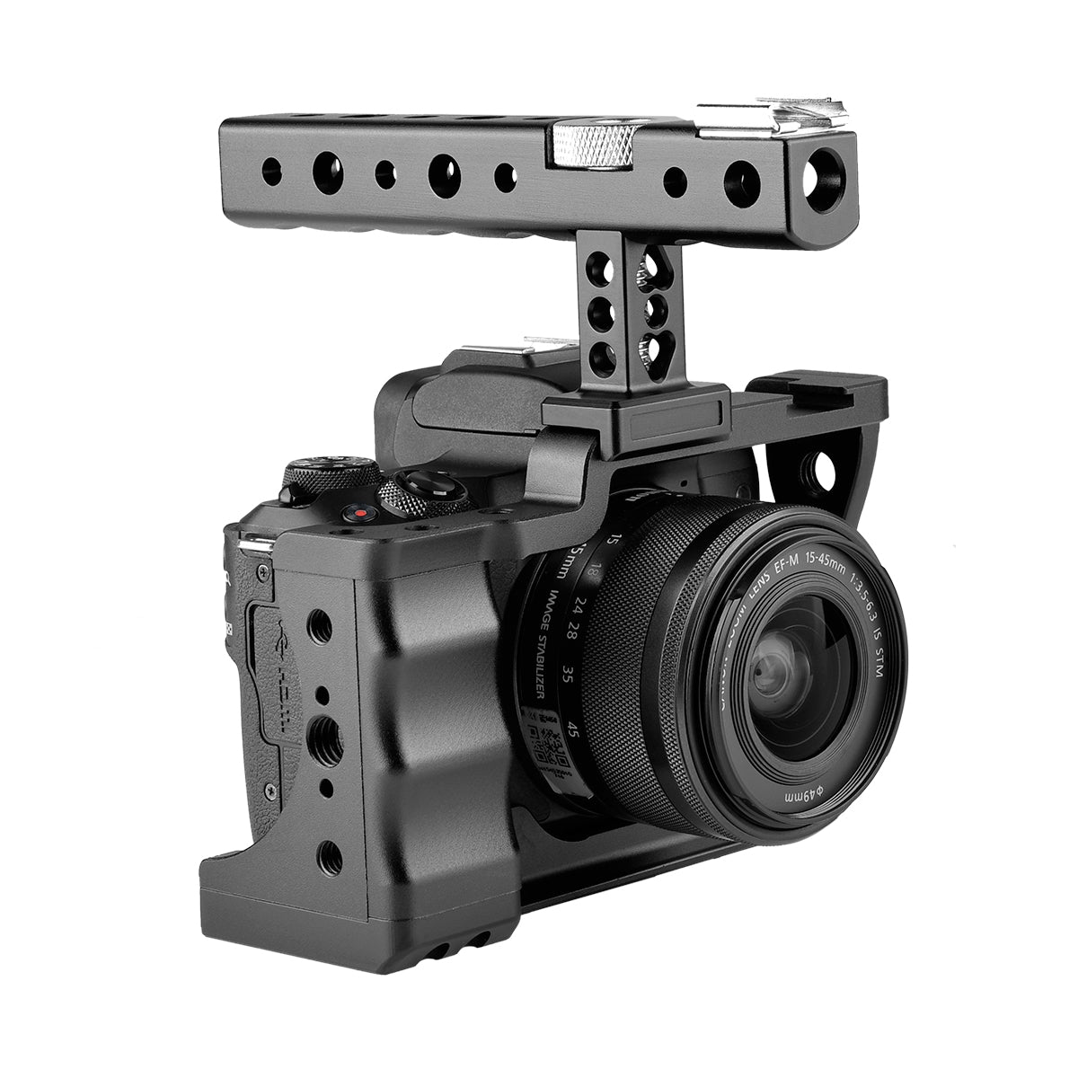 Yelangu C14 Camera Cage for Canon EOS M50 and M5 with Integrated Grip and Quick Release NATO Rail
