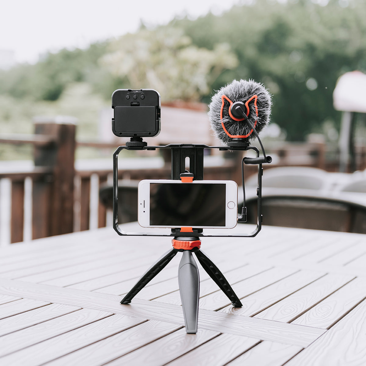 Yelangu PC204 Smartphone Video Rig Kit with Microphone + Light + Mini Tripod for Phone