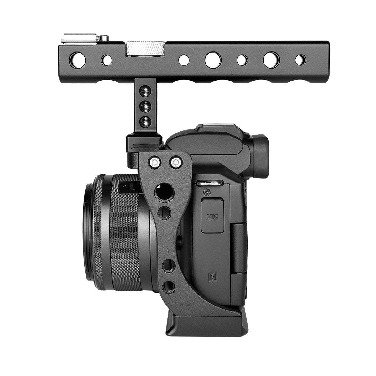 Yelangu C14 Camera Cage for Canon EOS M50 and M5 with Integrated Grip and Quick Release NATO Rail