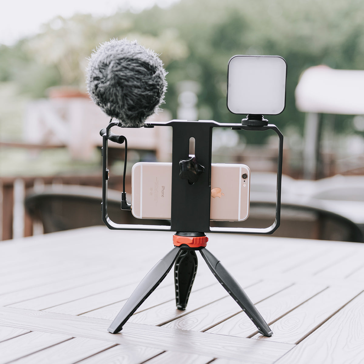 Yelangu PC204 Smartphone Video Rig Kit with Microphone + Light + Mini Tripod for Phone