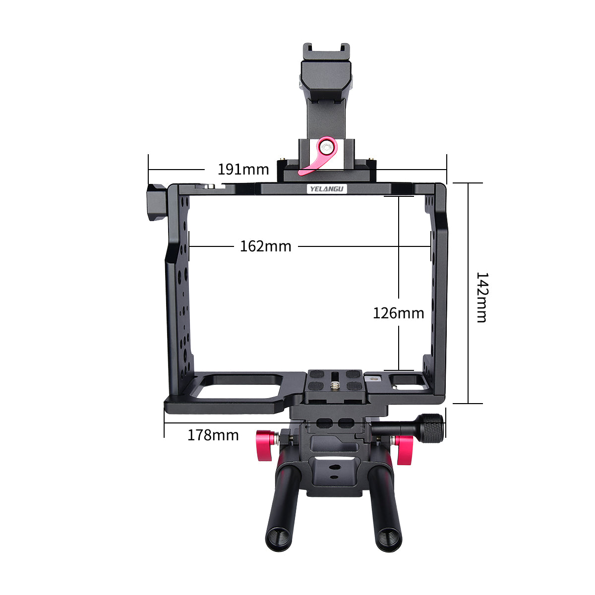 Yelangu C8 Camera Cage Top Handle Tripod Mount Plate 15mm Rod base for Canon Nikon Sony Panasonic