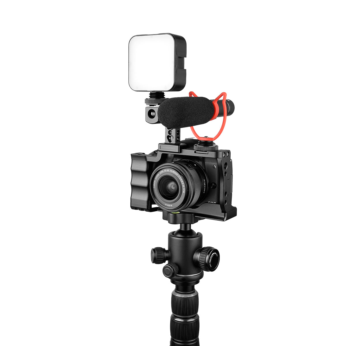 Yelangu C14 Camera Cage for Canon EOS M50 and M5 with Integrated Grip and Quick Release NATO Rail