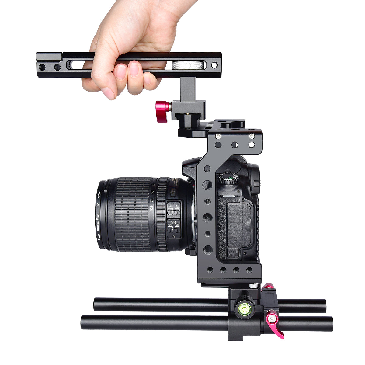 Yelangu C8 Camera Cage Top Handle Tripod Mount Plate 15mm Rod base for Canon Nikon Sony Panasonic