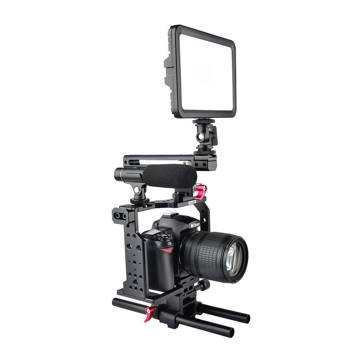 Yelangu C8 Camera Cage Top Handle Tripod Mount Plate 15mm Rod base for Canon Nikon Sony Panasonic