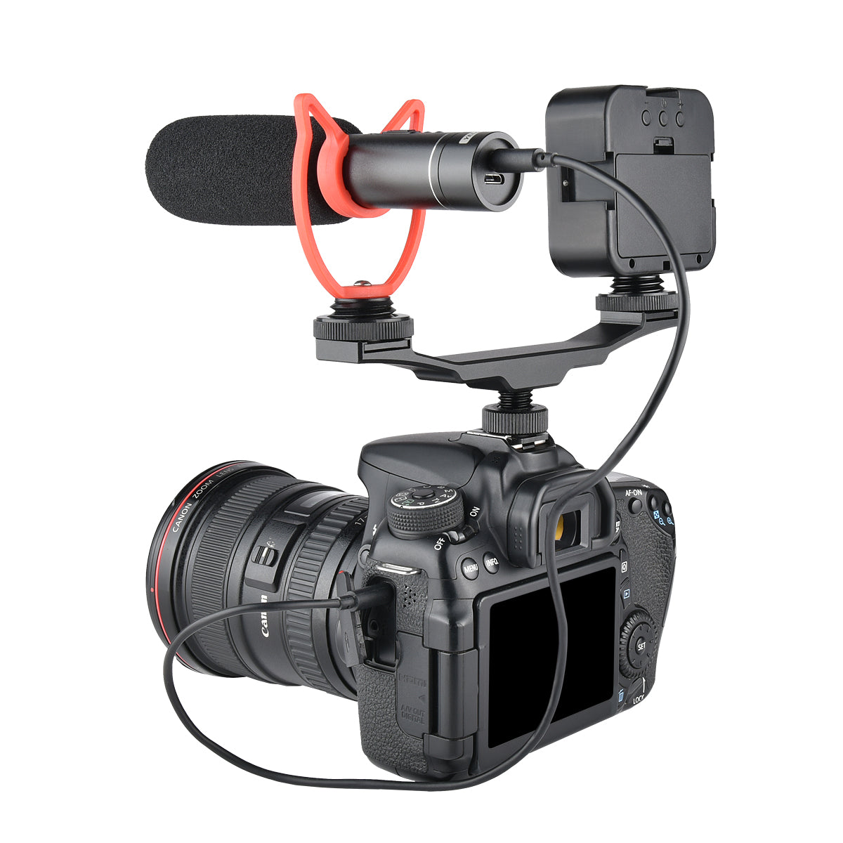 Yelangu A64 Aluminum Universal Cold Shoe Hot Shoe One Turn Two Bracket For Microphone and Light