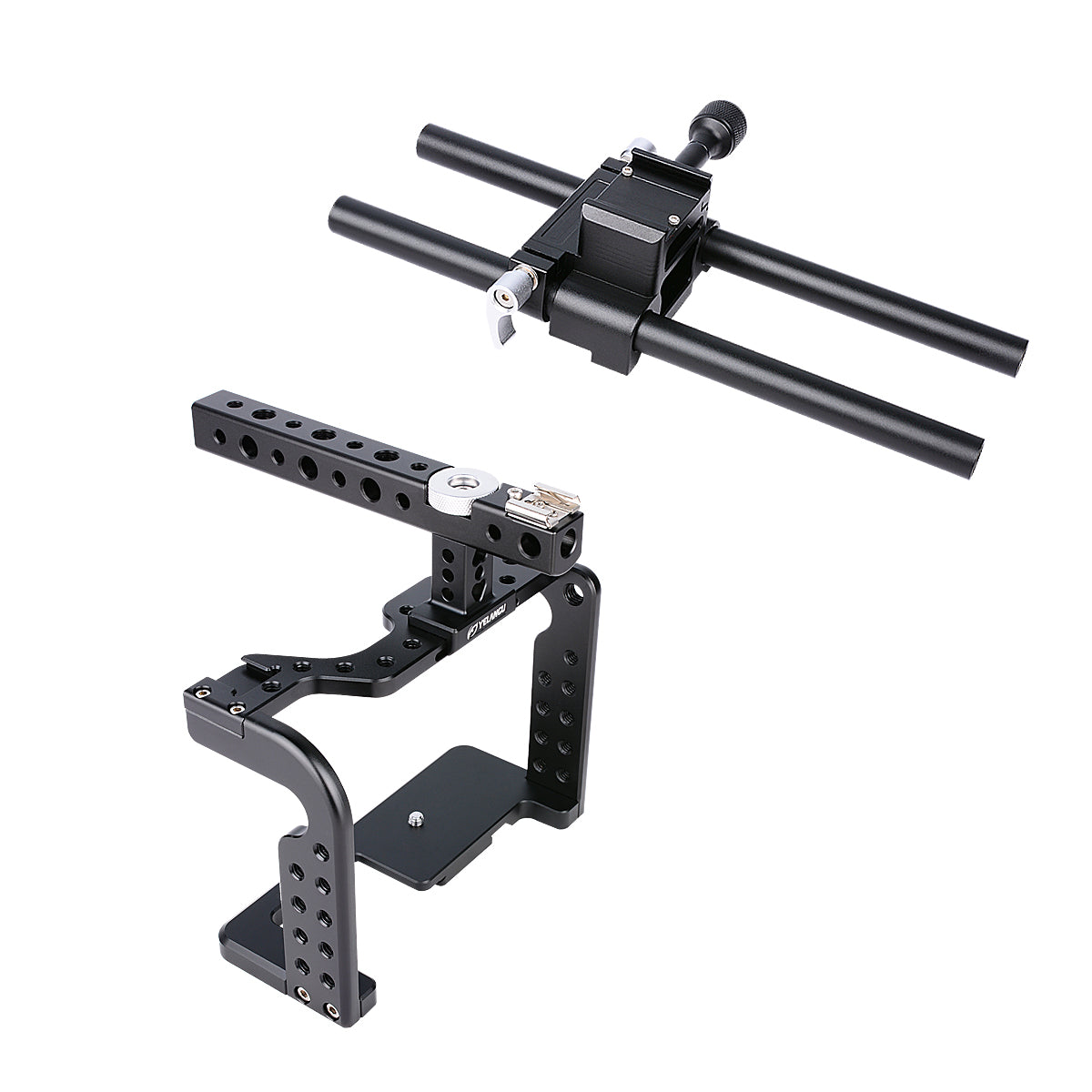 Yelangu C7 GH4/5 Cage Kit for Panasonic Lumix withTop Handgrip, Cage and Dual Rod Baseplate System