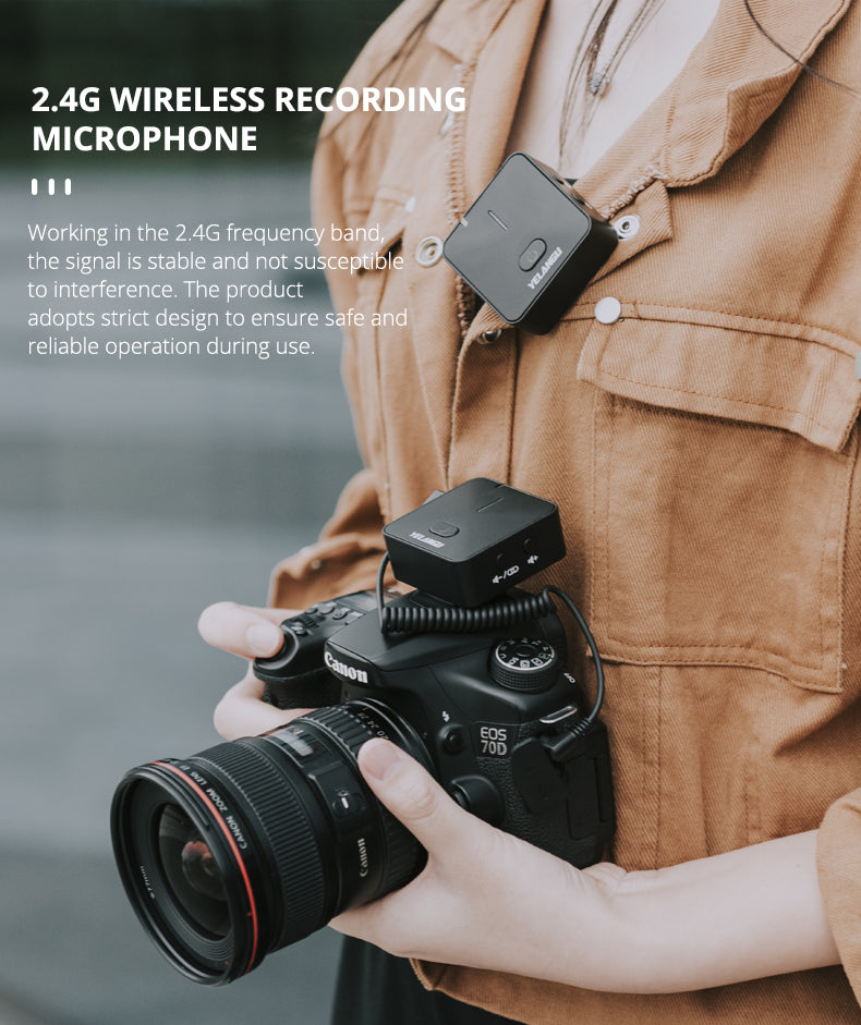 YELANGU MX5 Portable Wireless Microphone Lavalier Interview Recording for Mobilephone DSLR Camera iPhone Xiaomi