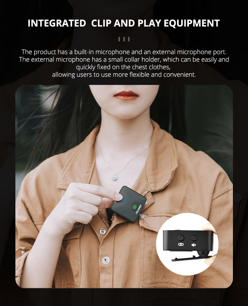 YELANGU MX5 Portable Wireless Microphone Lavalier Interview Recording for Mobilephone DSLR Camera iPhone Xiaomi
