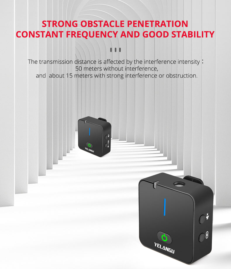 YELANGU MX5 Portable Wireless Microphone Lavalier Interview Recording for Mobilephone DSLR Camera iPhone Xiaomi