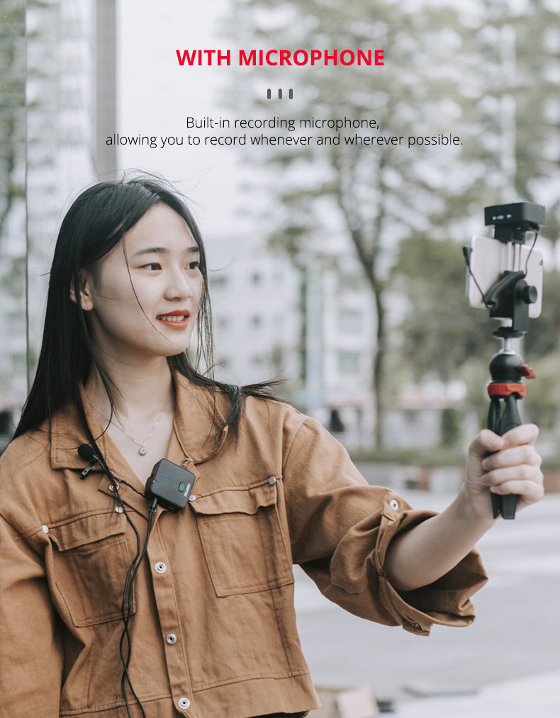 YELANGU MX5 Portable Wireless Microphone Lavalier Interview Recording for Mobilephone DSLR Camera iPhone Xiaomi