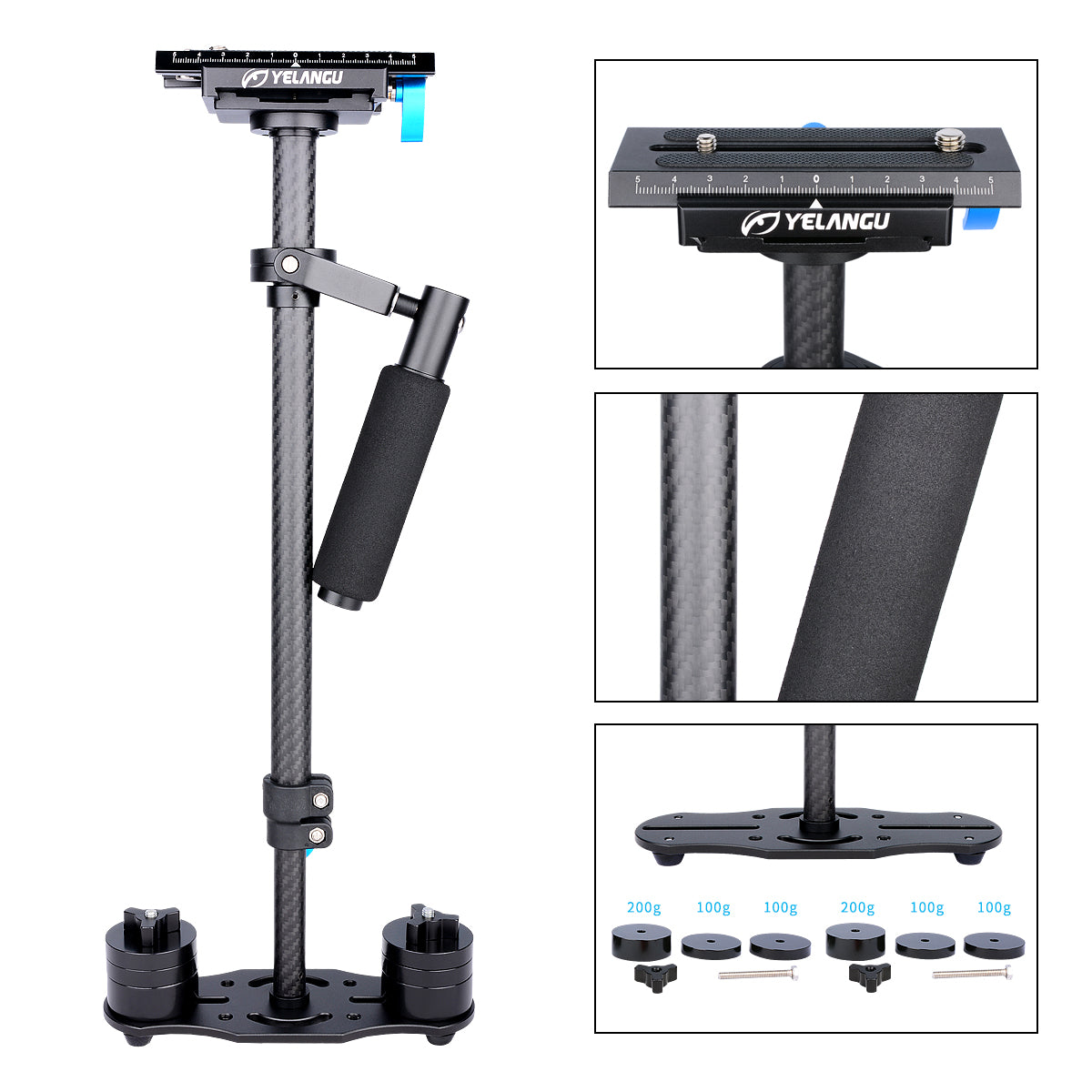 YELANGU S60T DSLR Carbon Fiber Handheld Camera Stabilizer DSLR Cameras Weight 1-3kgs/2.2-6.6lbs