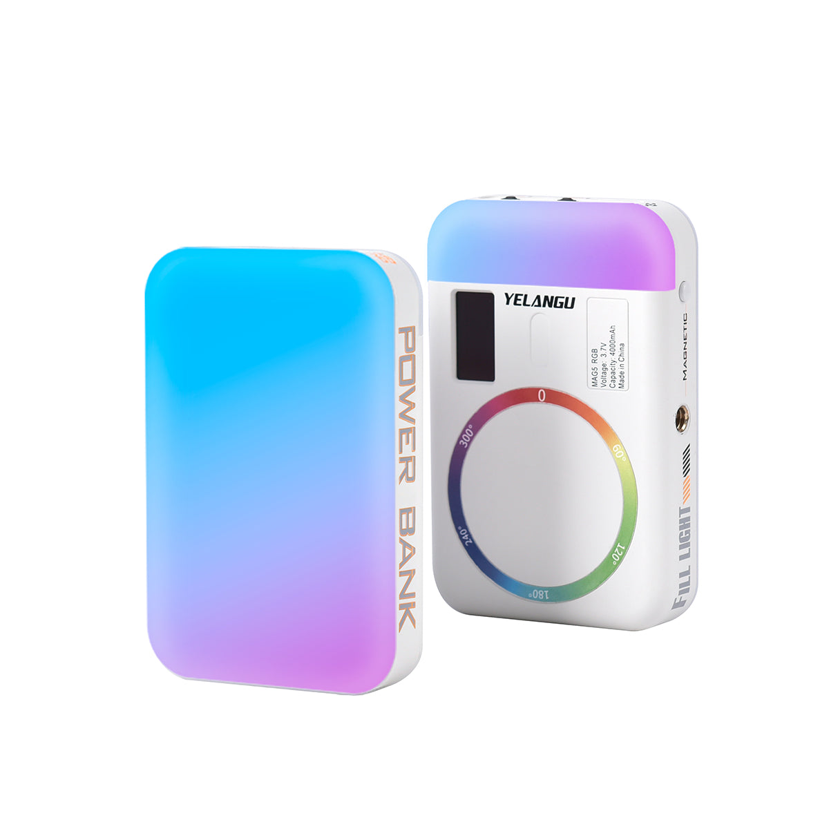 Yelangu MAG5 RGB Double-sided fill light for mobile phone shooting and selfies, with wireless charging magnetic attachment