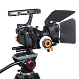 YELANGU C500 DSLR Video Camera Cage Kit With Follow Focus Matte Box, Support for Mirrorless Camera