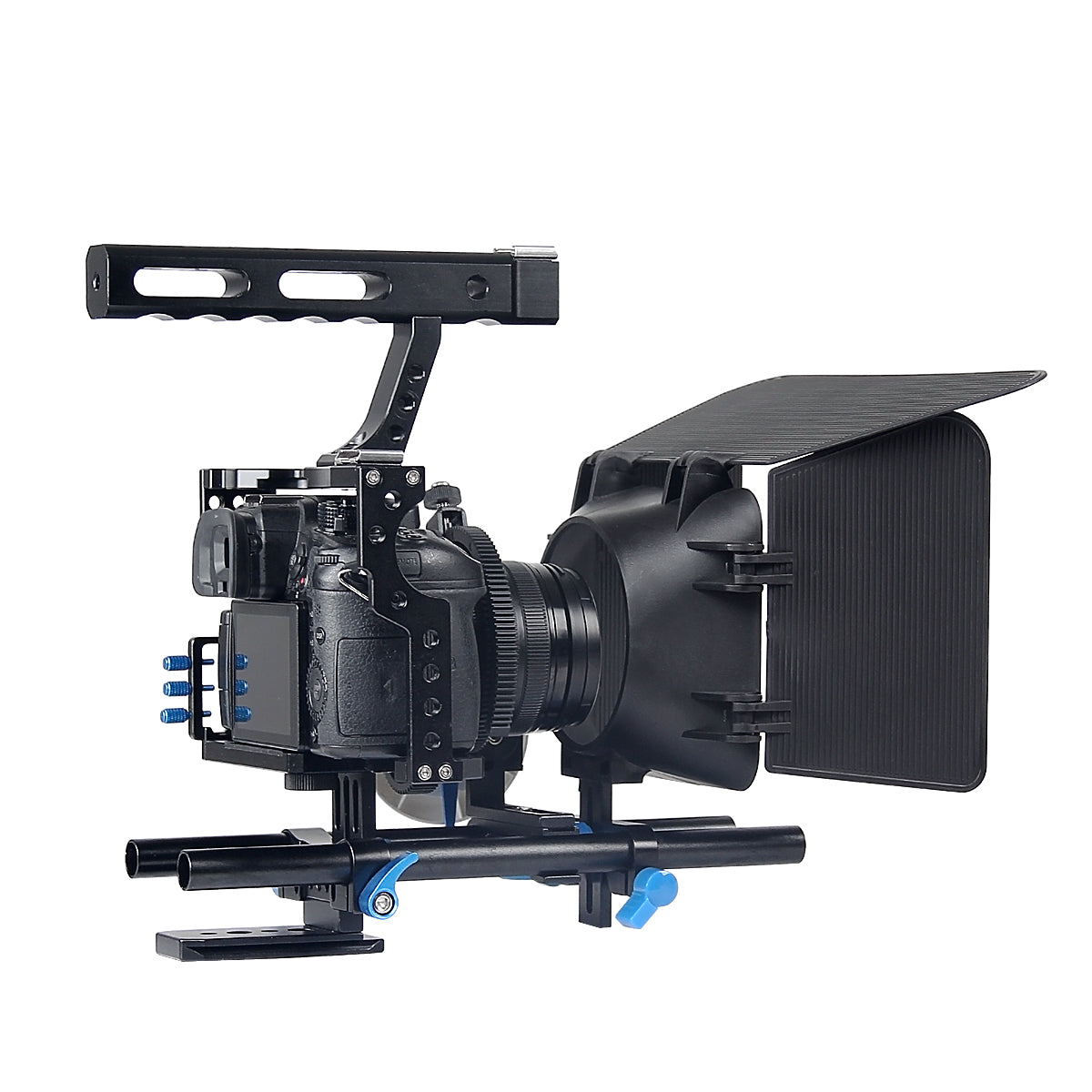 YELANGU C500 DSLR Video Camera Cage Kit With Follow Focus Matte Box, Support for Mirrorless Camera