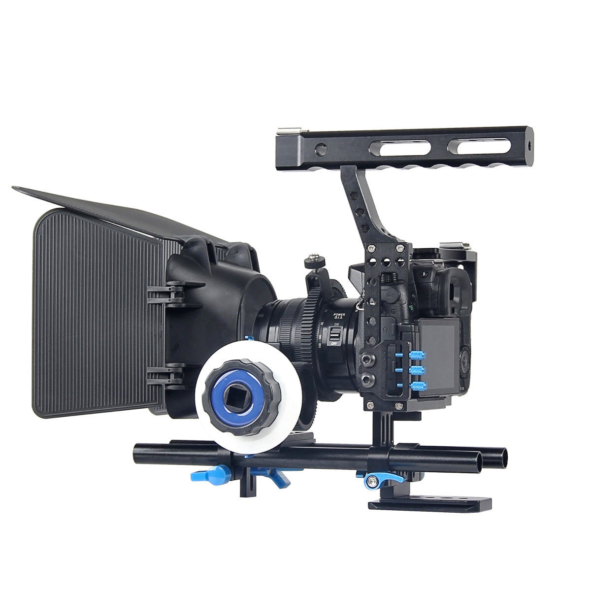 YELANGU C500 DSLR Video Camera Cage Kit With Follow Focus Matte Box, Support for Mirrorless Camera