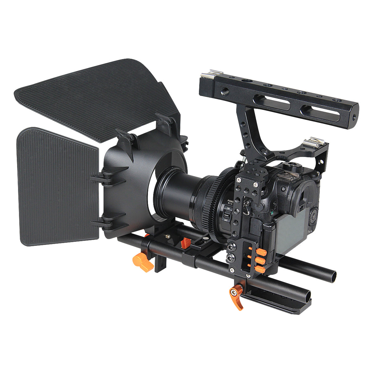 YELANGU C500 DSLR Video Camera Cage Kit With Follow Focus Matte Box, Support for Mirrorless Camera